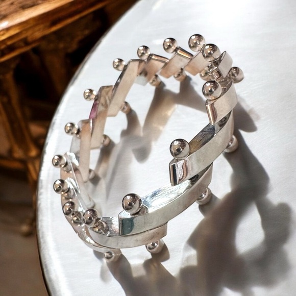 Heavy Mexican Sterling Silver Link Bracelet (8”) - Picture 5 of 9